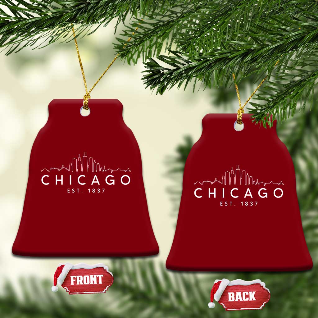 Chicago Downtown Skyline Minimalist Illinois Souvenir Ceramic Ornament