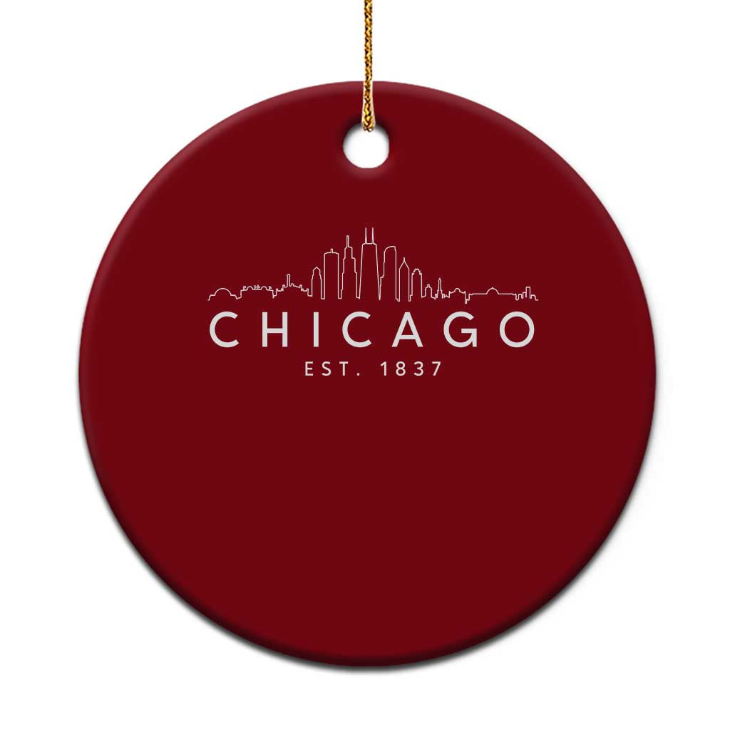 Chicago Downtown Skyline Minimalist Illinois Souvenir Ceramic Ornament