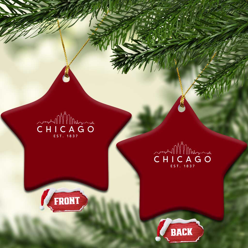 Chicago Downtown Skyline Minimalist Illinois Souvenir Ceramic Ornament