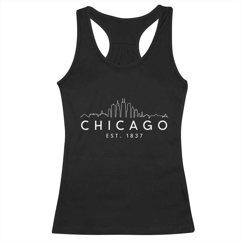 Chicago Downtown Skyline Minimalist Illinois Souvenir Racerback Tank Top