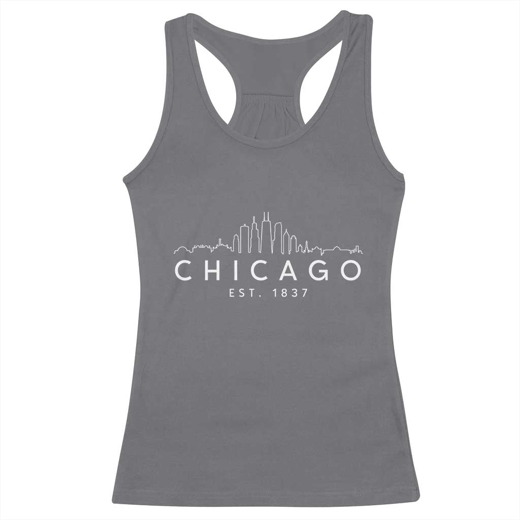 Chicago Downtown Skyline Minimalist Illinois Souvenir Racerback Tank Top