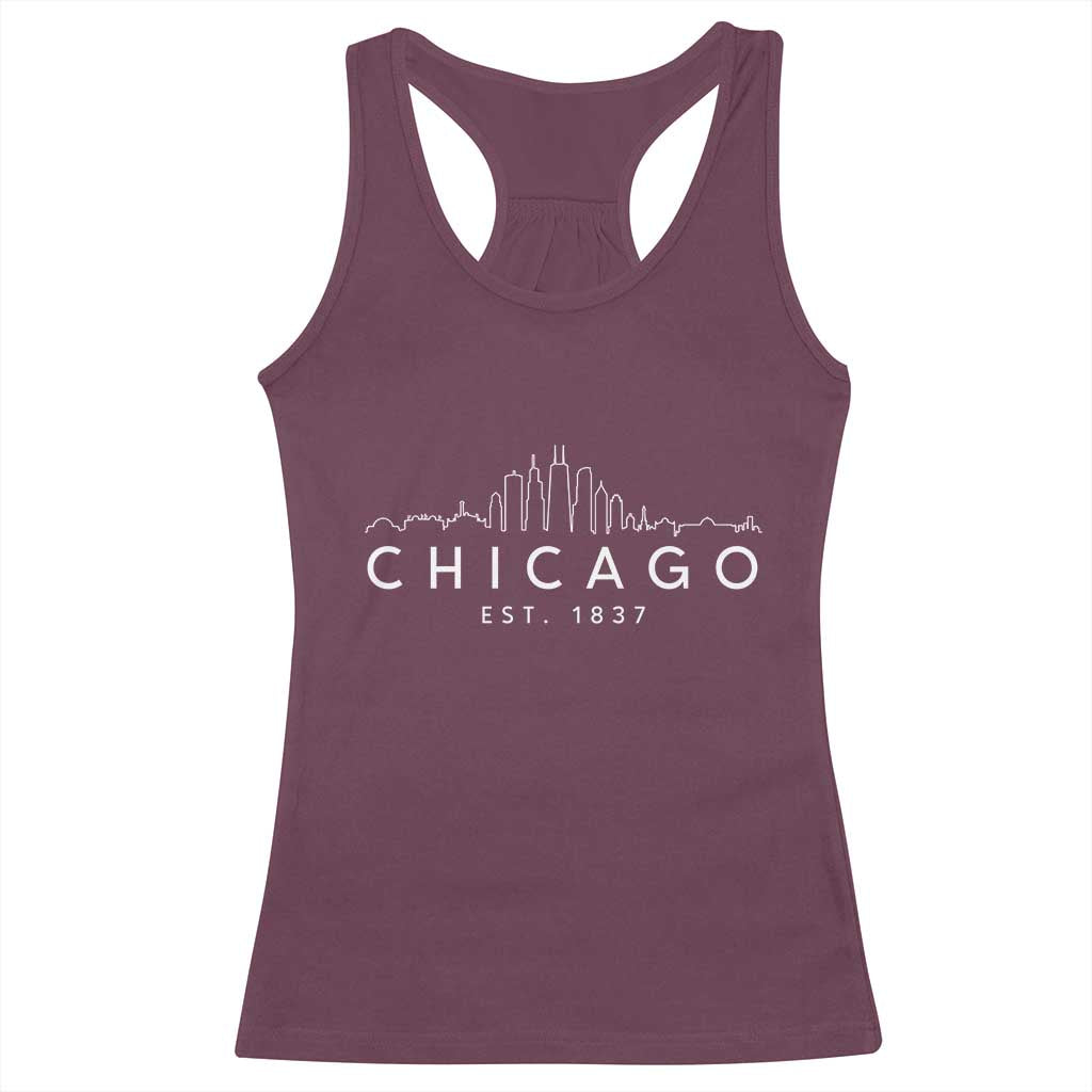 Chicago Downtown Skyline Minimalist Illinois Souvenir Racerback Tank Top