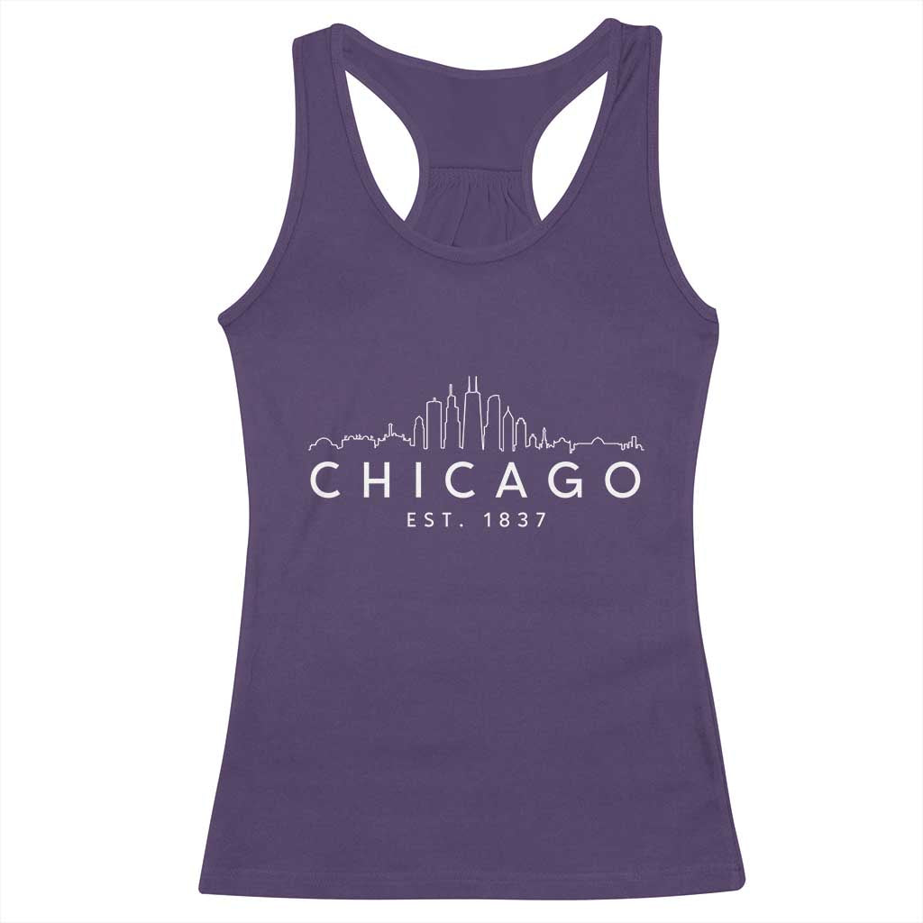 Chicago Downtown Skyline Minimalist Illinois Souvenir Racerback Tank Top
