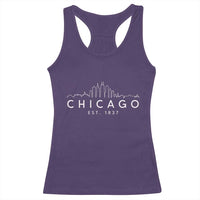 Chicago Downtown Skyline Minimalist Illinois Souvenir Racerback Tank Top