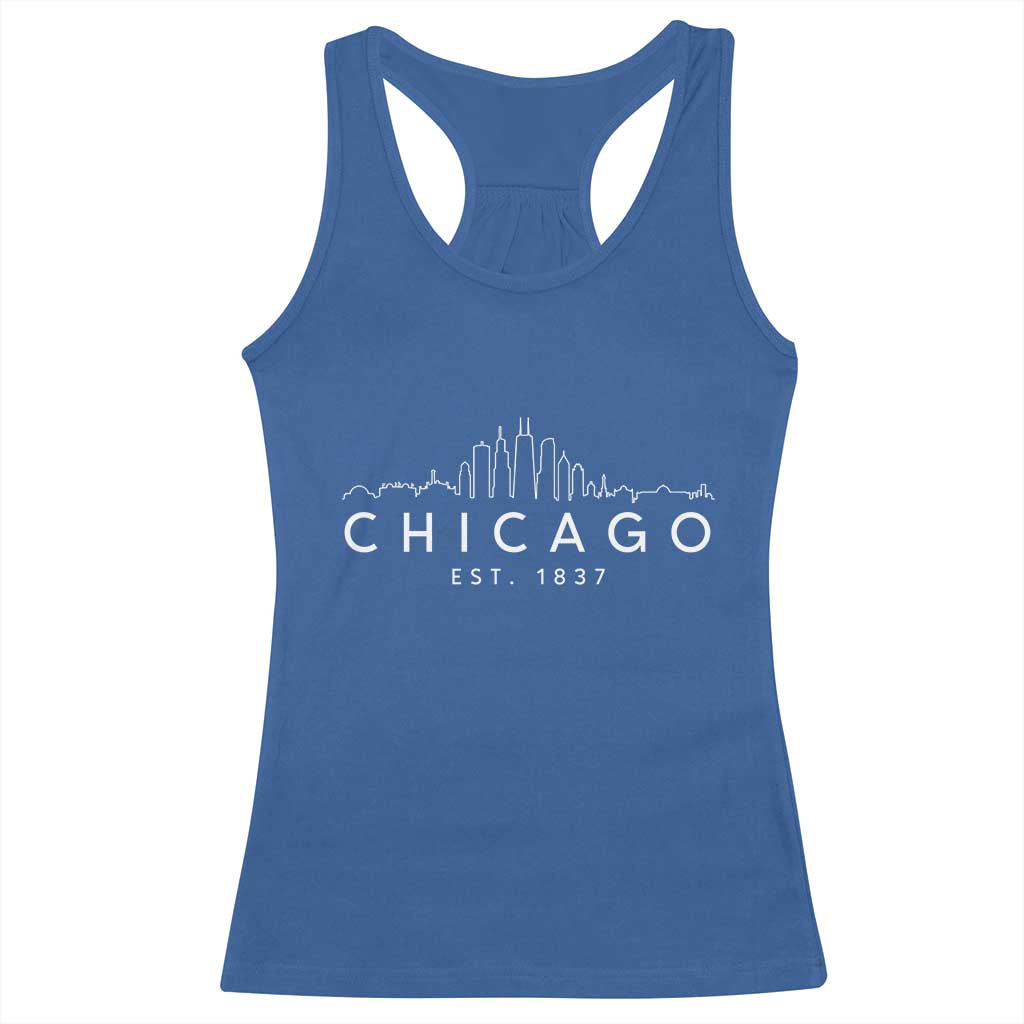 Chicago Downtown Skyline Minimalist Illinois Souvenir Racerback Tank Top