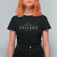 Chicago Downtown Skyline Minimalist Illinois Souvenir T Shirt For Women