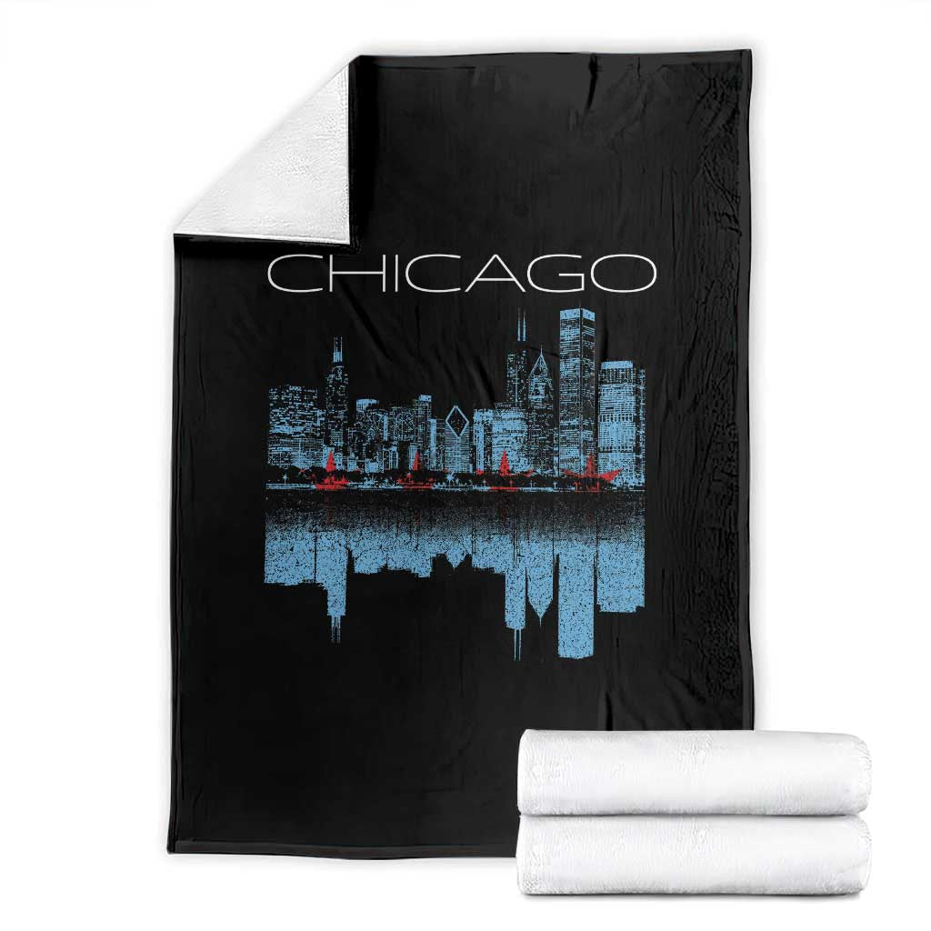 Chicago City Skyline Night Lights Throw Blanket