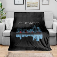 Chicago City Skyline Night Lights Throw Blanket