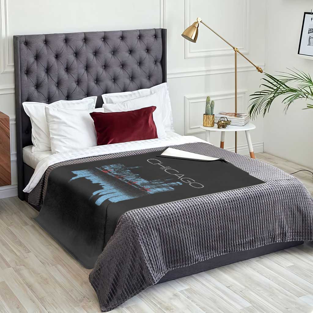 Chicago City Skyline Night Lights Throw Blanket