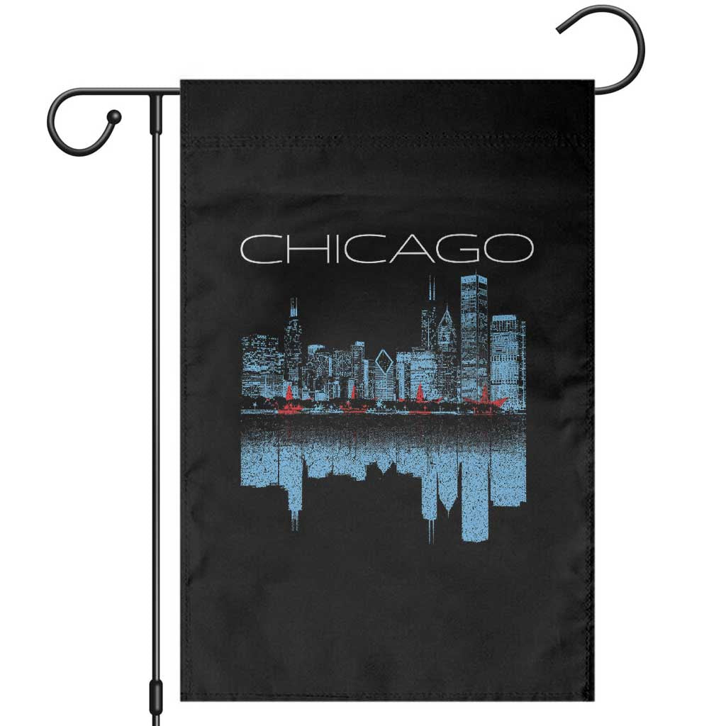 Chicago City Skyline Night Lights Garden Flag