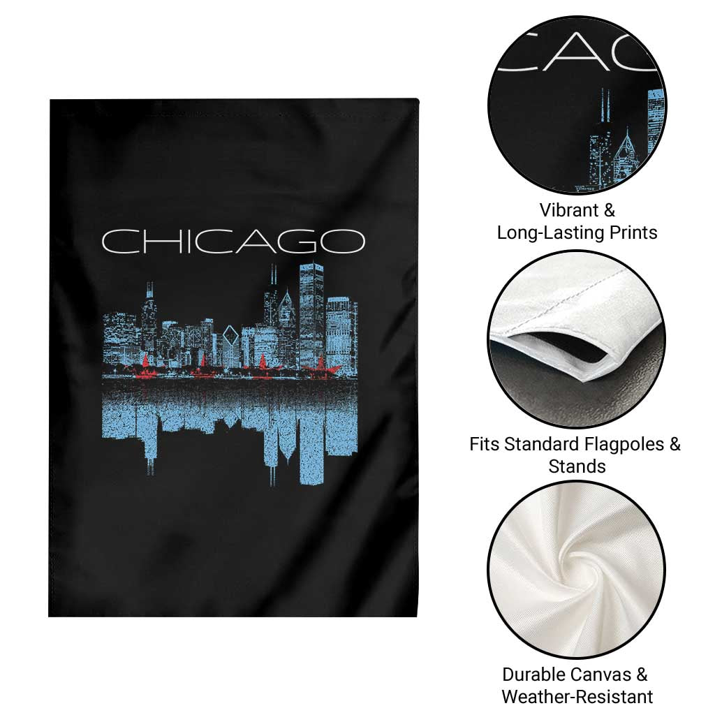 Chicago City Skyline Night Lights Garden Flag
