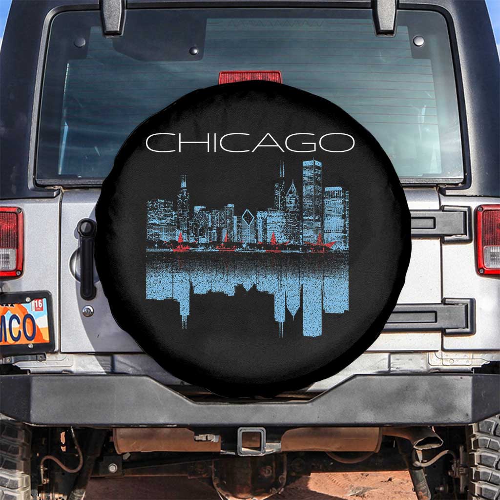 Chicago City Skyline Night Lights Spare Tire Cover