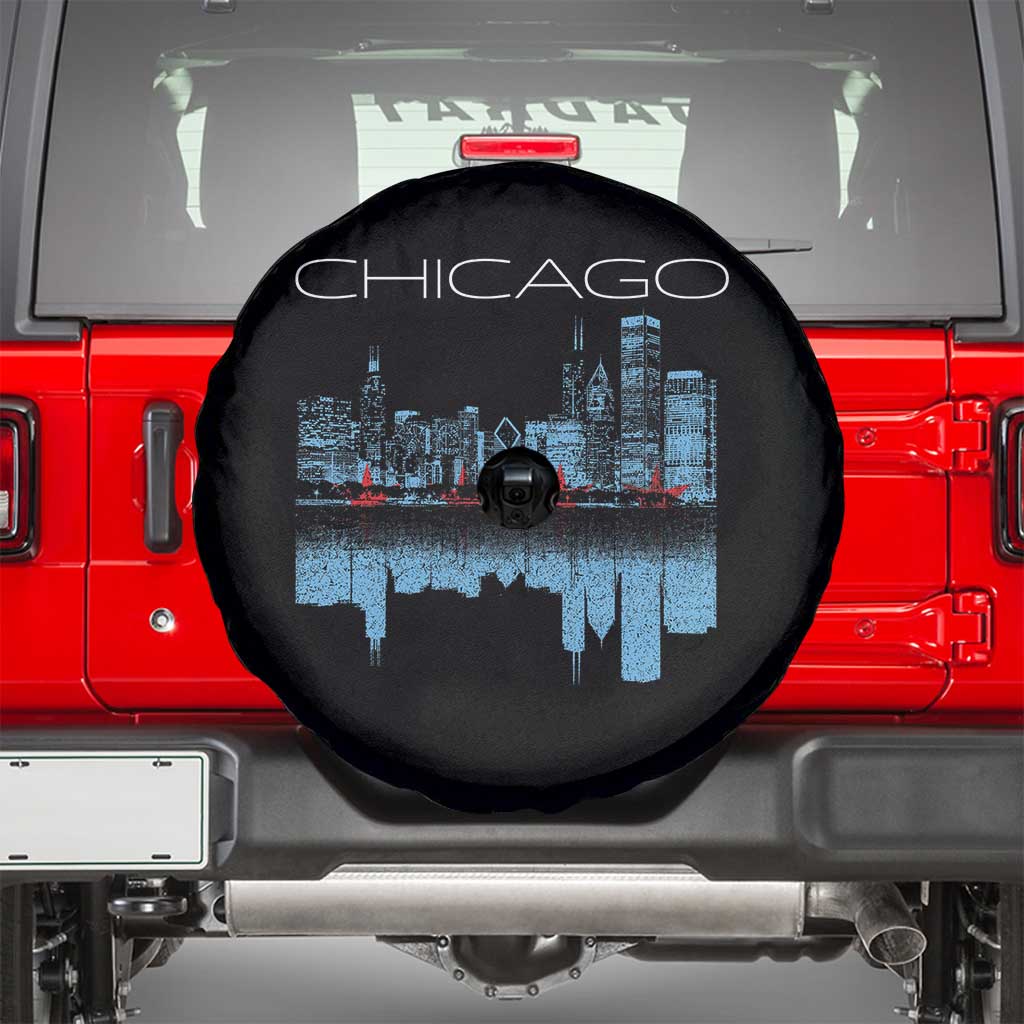 Chicago City Skyline Night Lights Spare Tire Cover