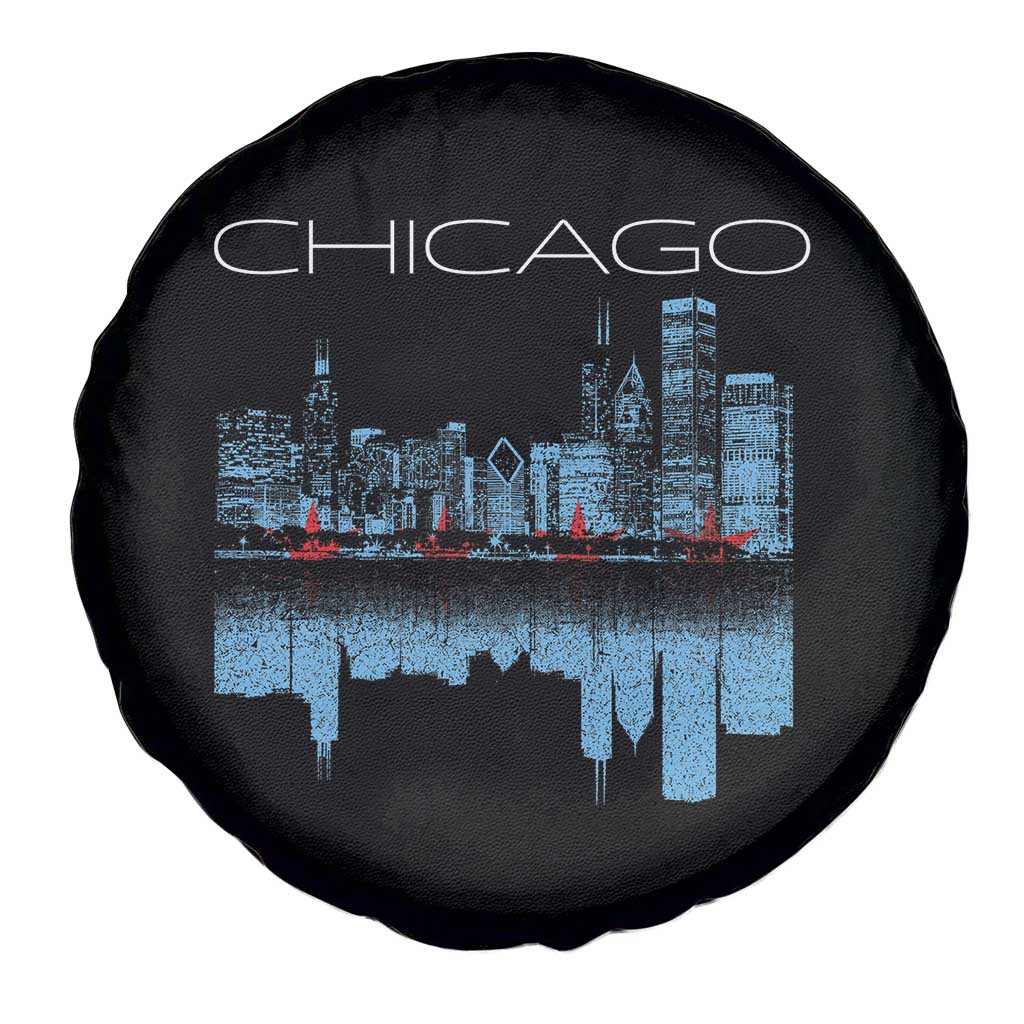 Chicago City Skyline Night Lights Spare Tire Cover