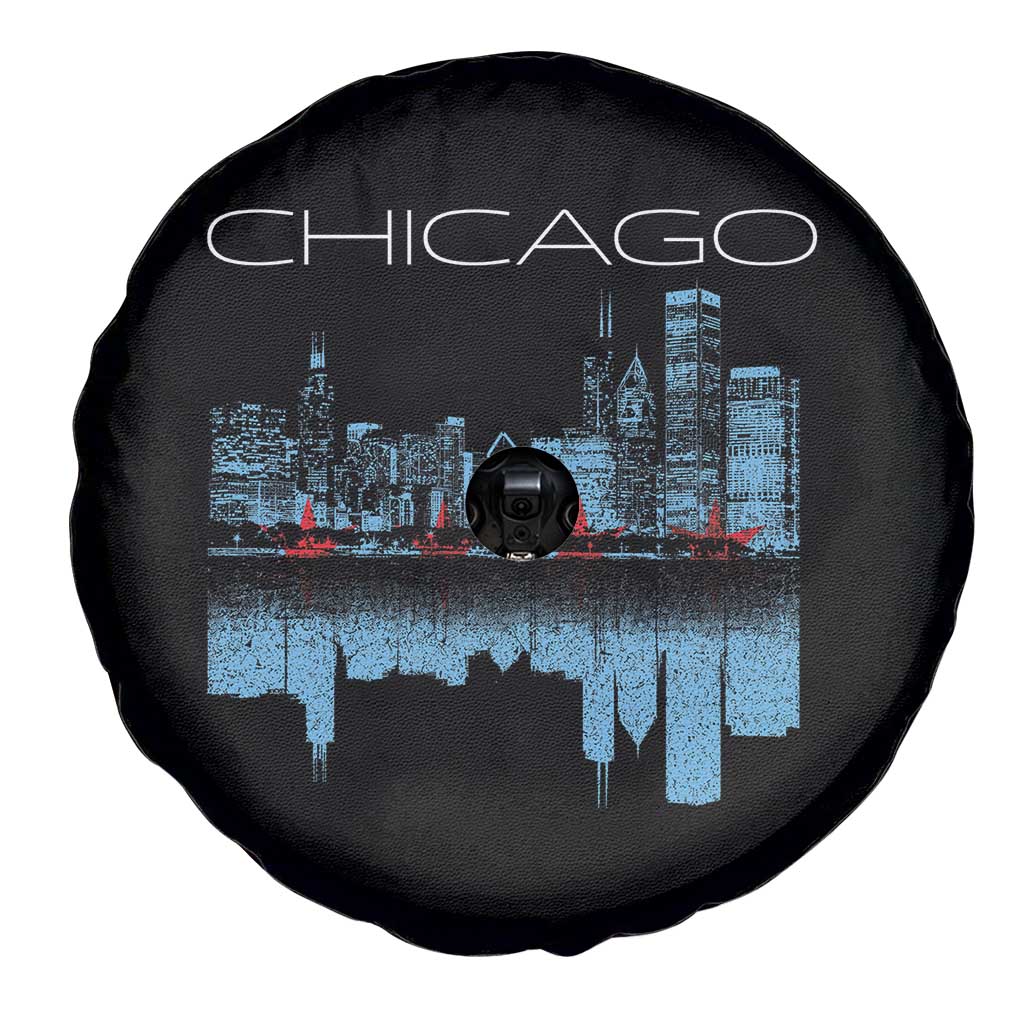 Chicago City Skyline Night Lights Spare Tire Cover