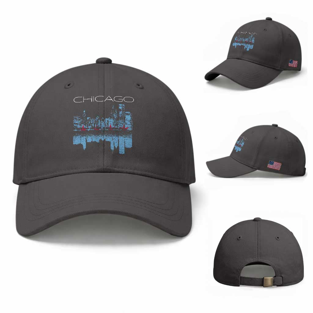 Chicago City Skyline Night Lights Baseball Cap