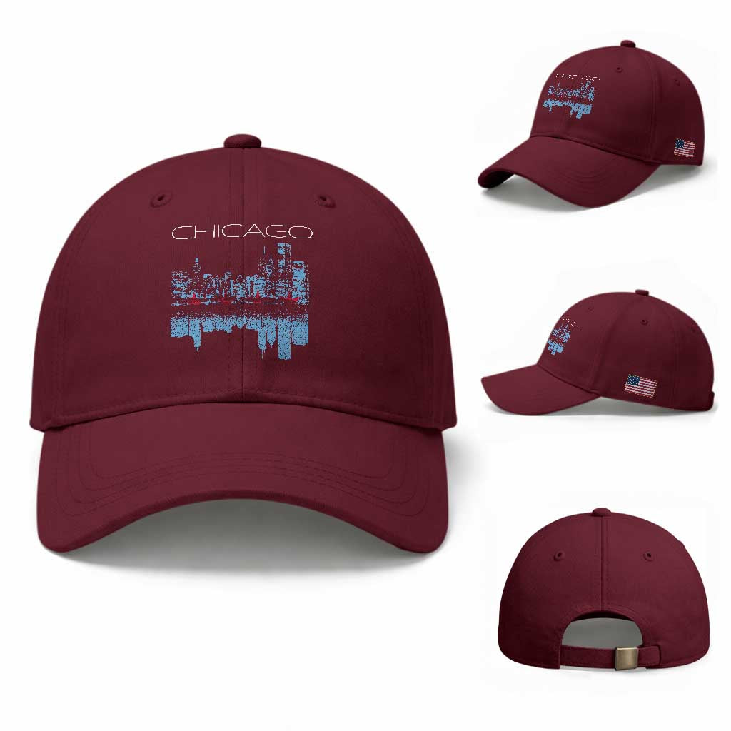 Chicago City Skyline Night Lights Baseball Cap