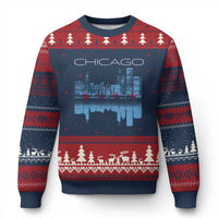Chicago City Skyline Night Lights Ugly Christmas Sweater