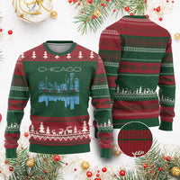 Chicago City Skyline Night Lights Ugly Christmas Sweater