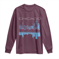 Chicago City Skyline Night Lights Long Sleeve Shirt