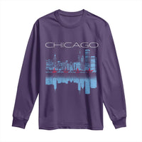 Chicago City Skyline Night Lights Long Sleeve Shirt