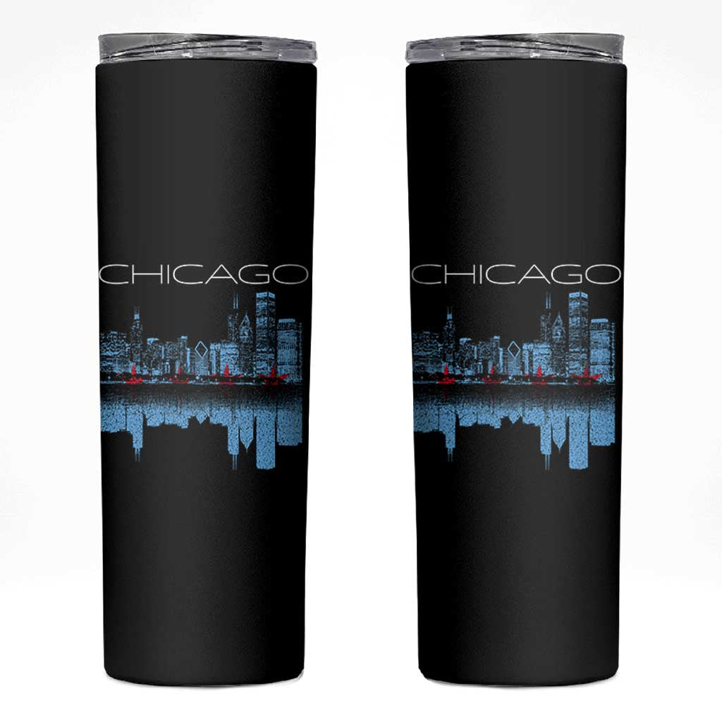 Chicago City Skyline Night Lights Skinny Tumbler