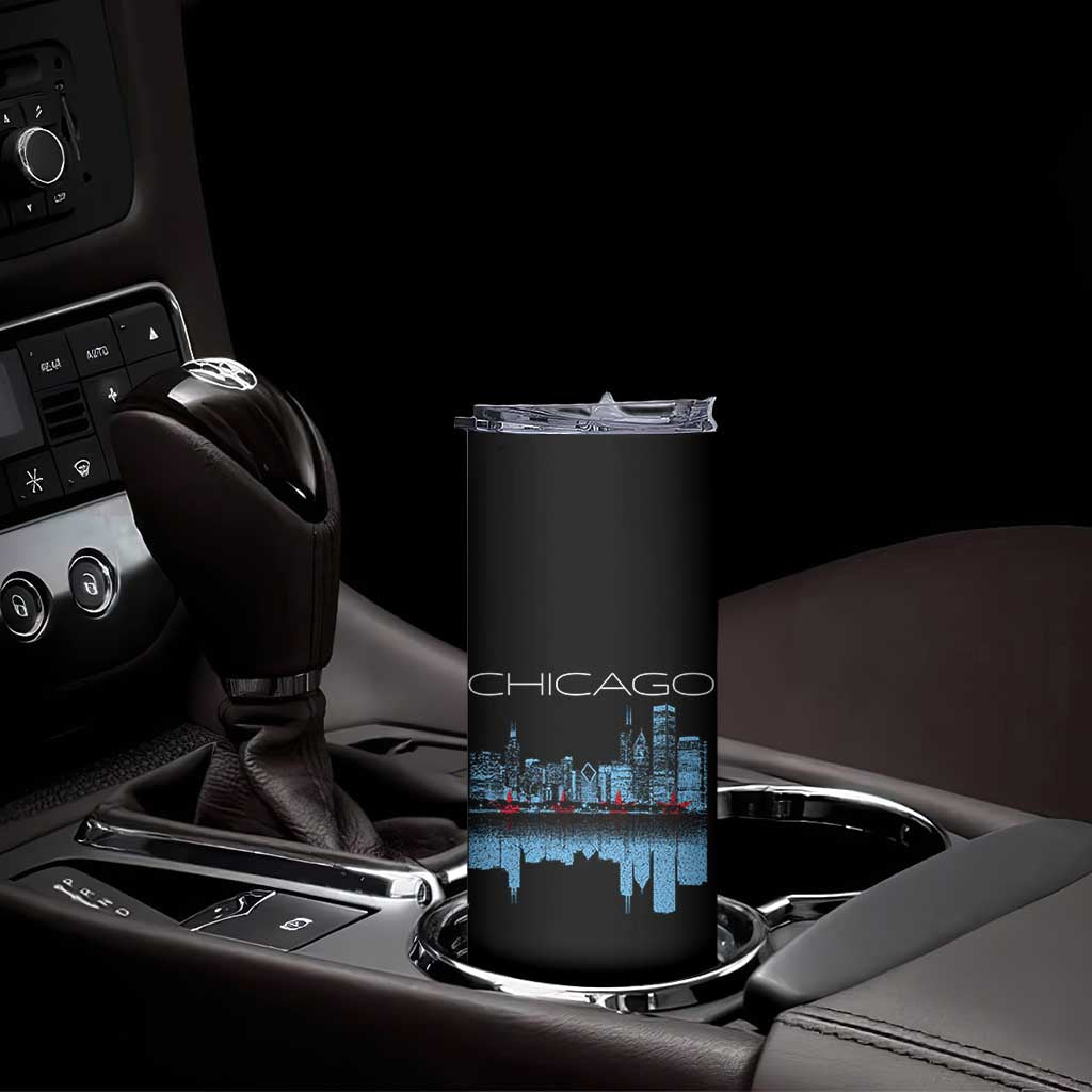 Chicago City Skyline Night Lights Skinny Tumbler