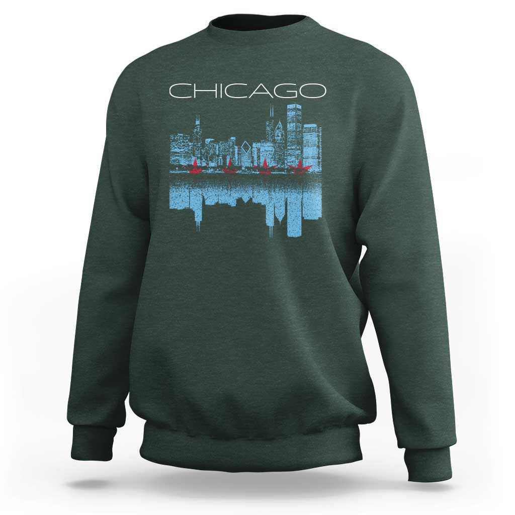 Chicago City Skyline Night Lights Sweatshirt