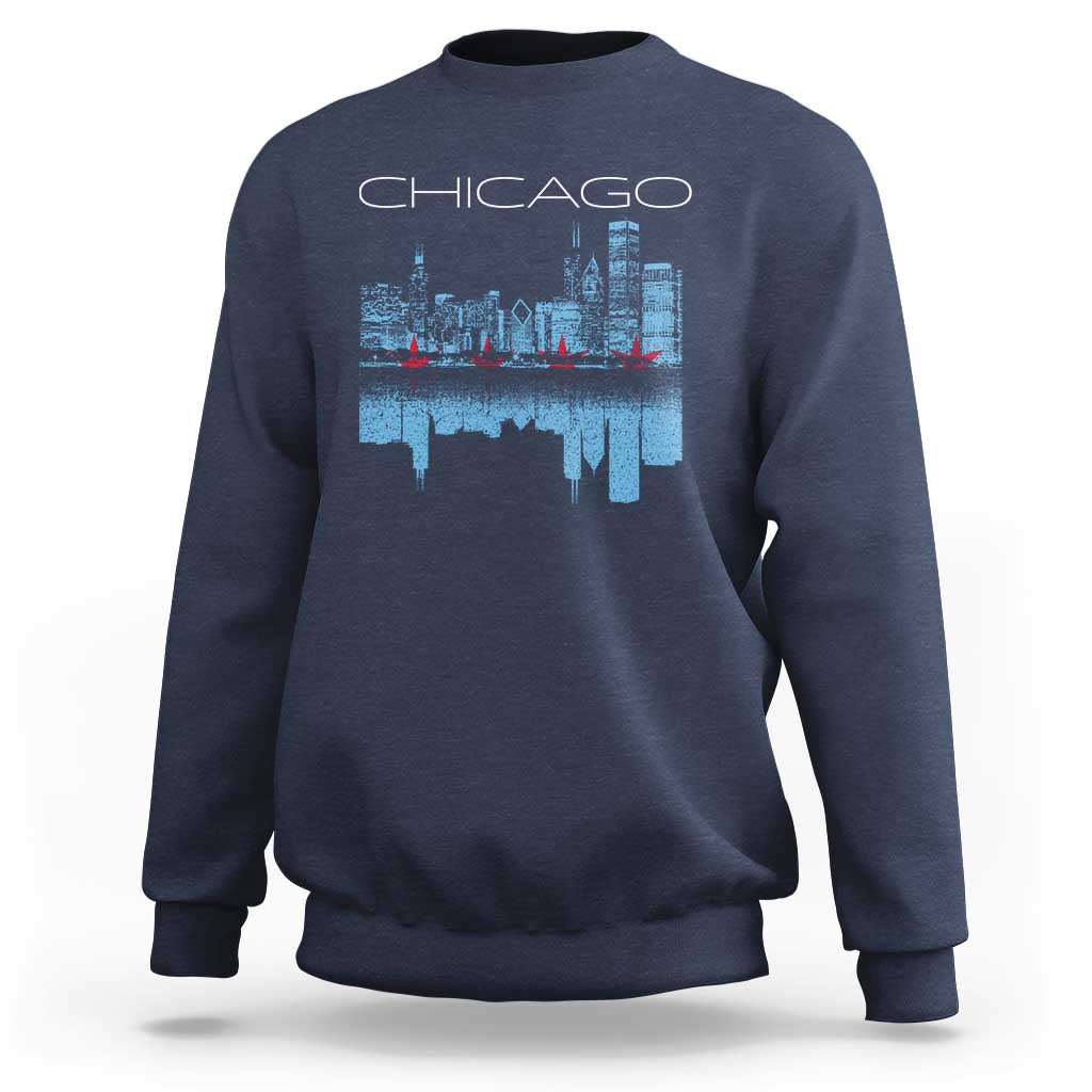 Chicago City Skyline Night Lights Sweatshirt