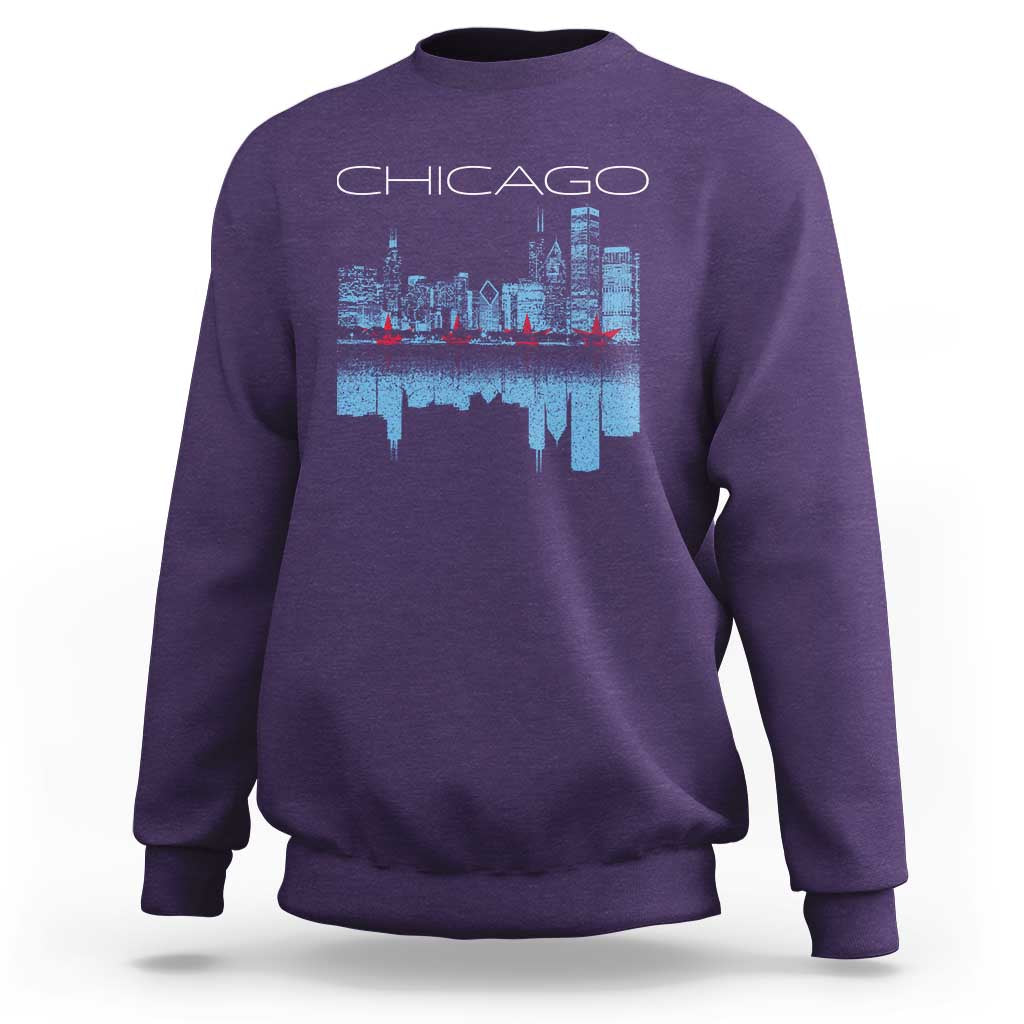Chicago City Skyline Night Lights Sweatshirt