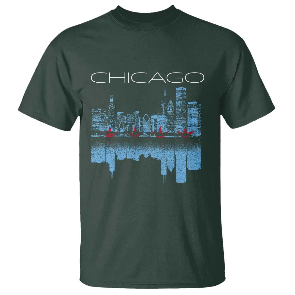 Chicago City Skyline Night Lights T Shirt