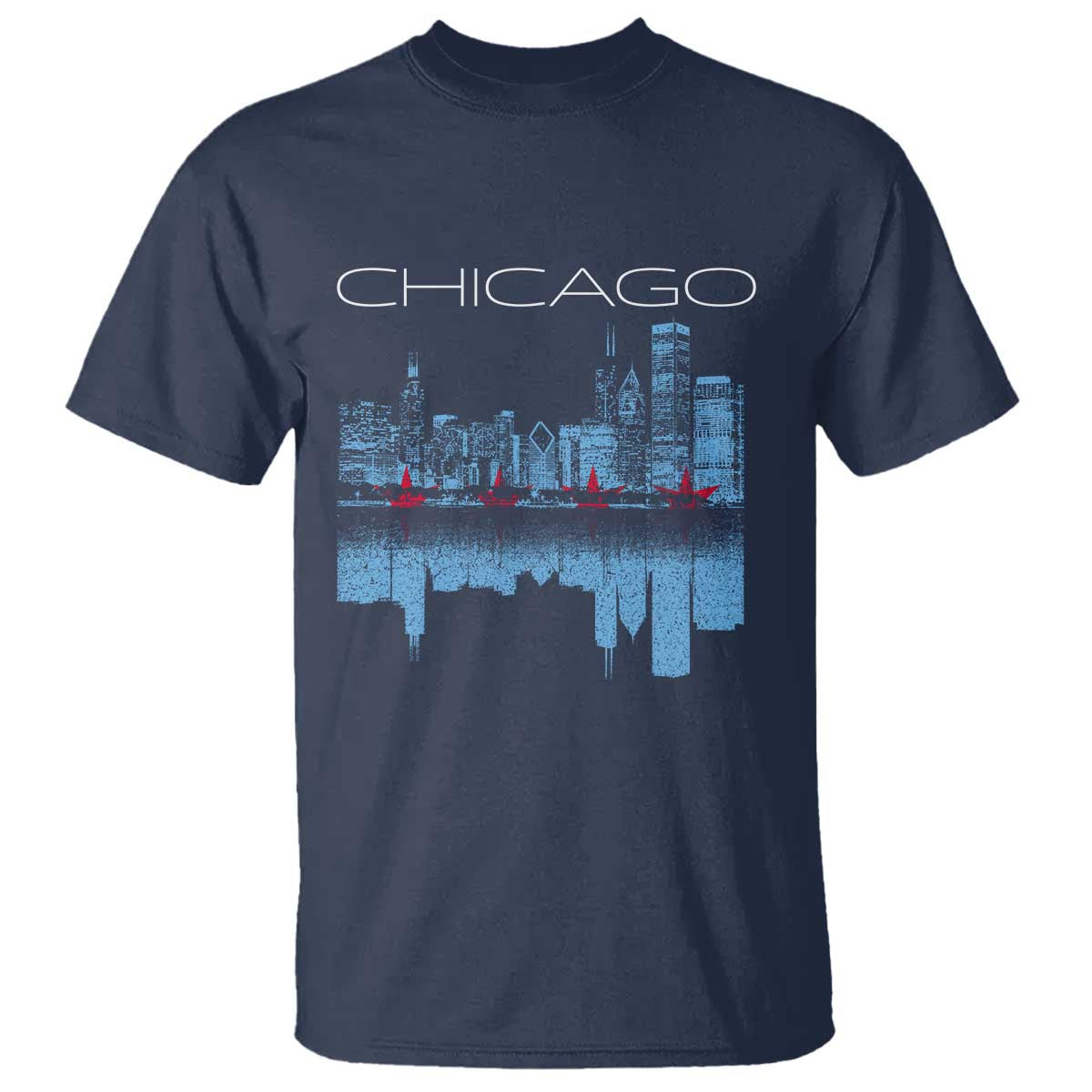 Chicago City Skyline Night Lights T Shirt