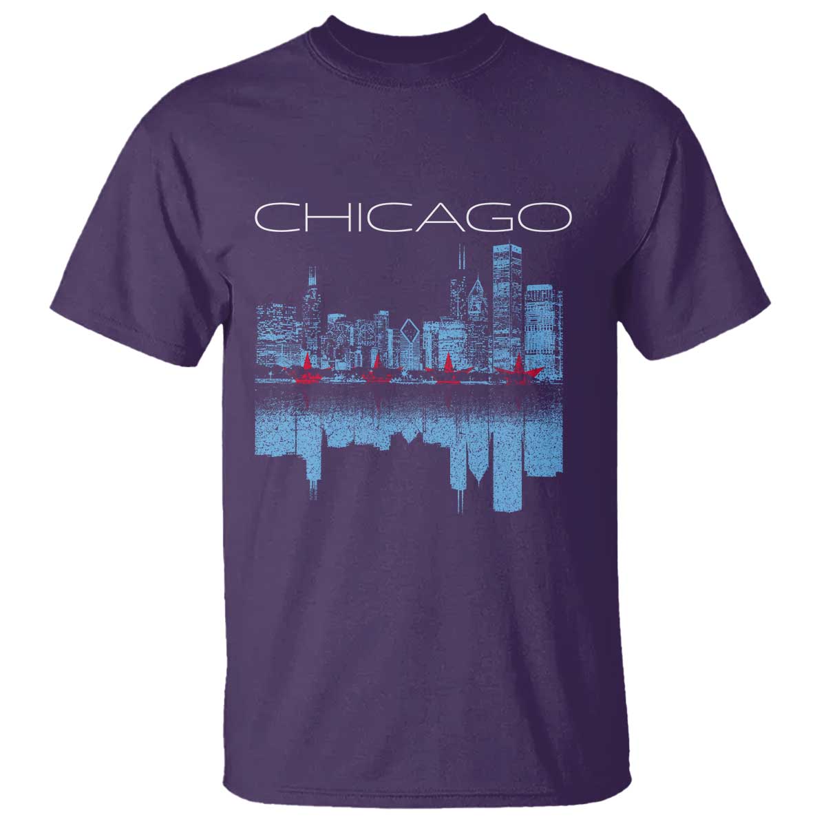 Chicago City Skyline Night Lights T Shirt