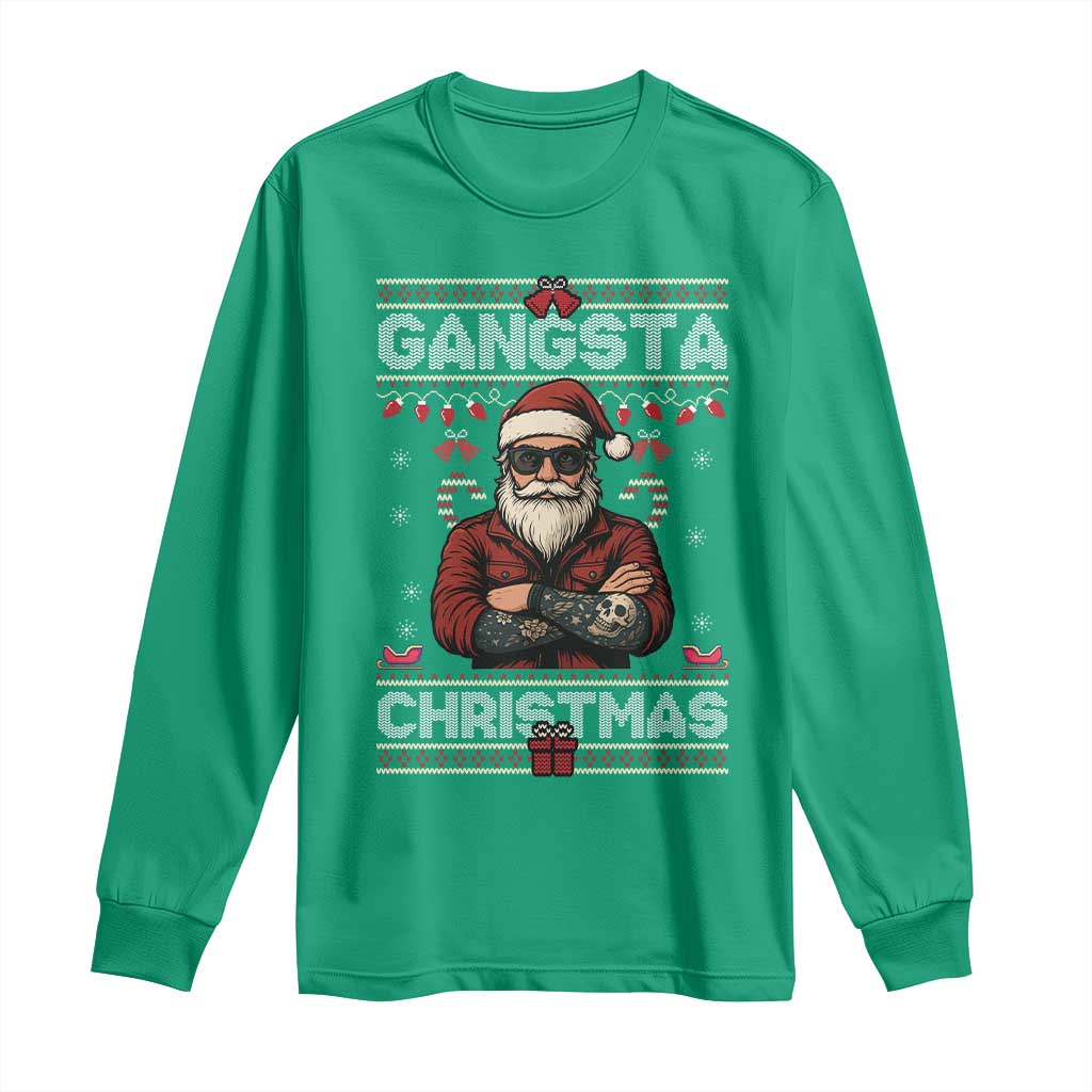 Gangster Santa Claus Hip Hop Rap Christmas Cool Long Sleeve Shirt - Wonder Print Shop