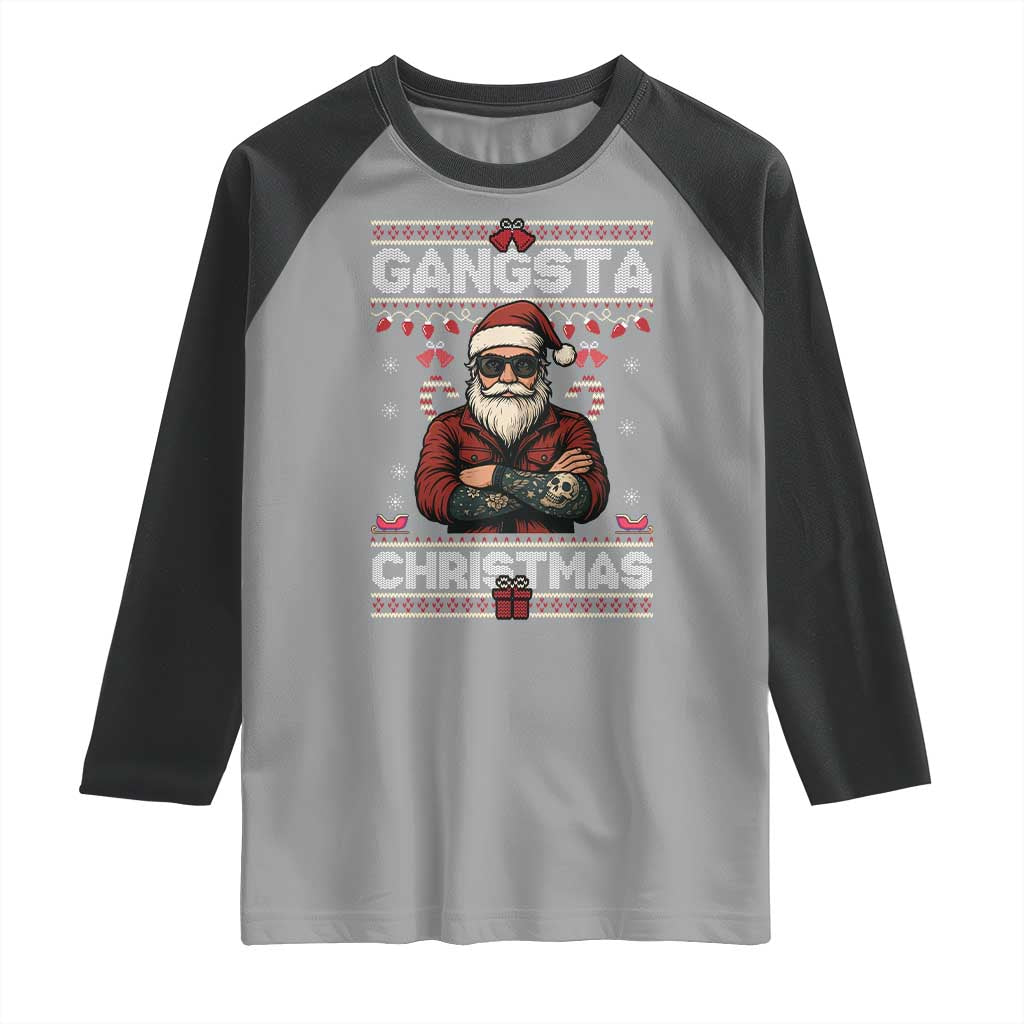 Gangster Santa Claus Hip Hop Rap Christmas Cool Raglan Shirt - Wonder Print Shop