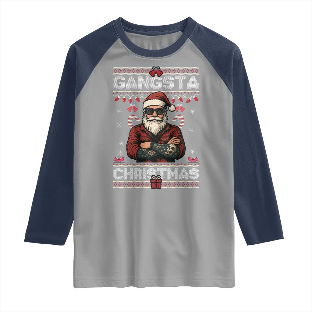 Gangster Santa Claus Hip Hop Rap Christmas Cool Raglan Shirt - Wonder Print Shop