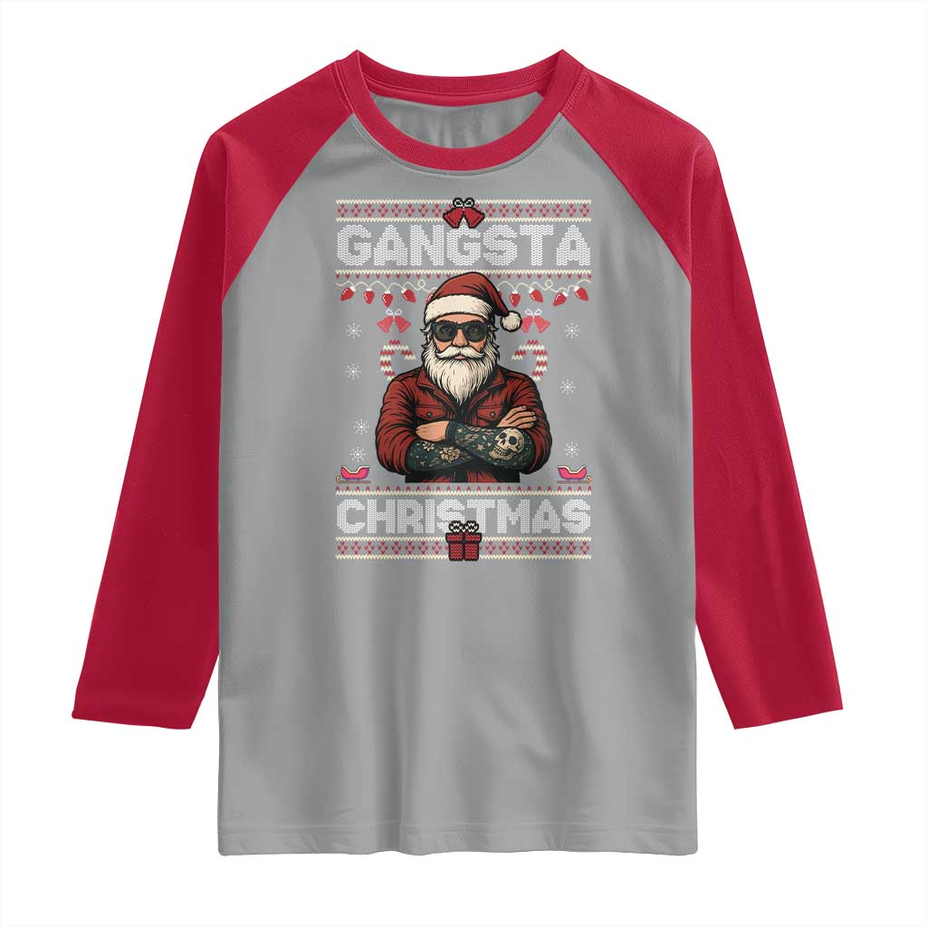 Gangster Santa Claus Hip Hop Rap Christmas Cool Raglan Shirt - Wonder Print Shop