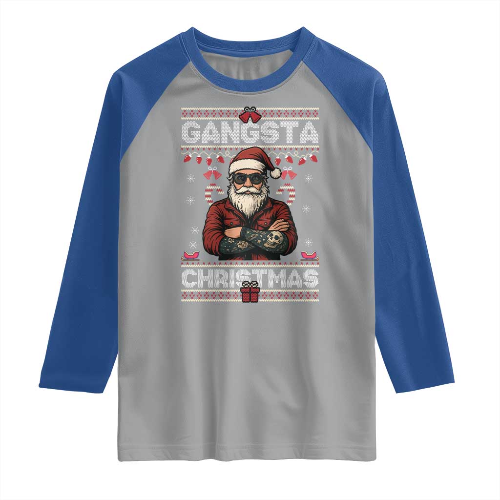 Gangster Santa Claus Hip Hop Rap Christmas Cool Raglan Shirt - Wonder Print Shop