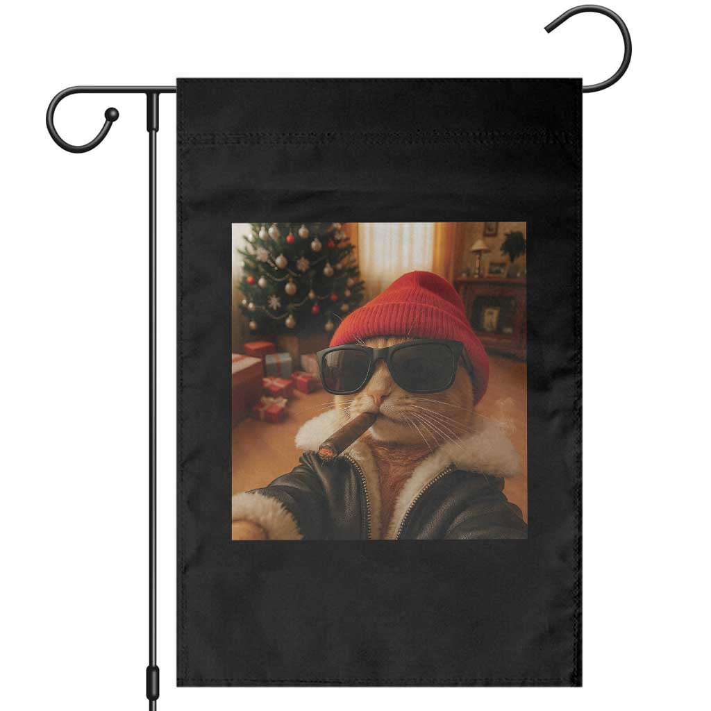 Funny Gangster Cats Christmas Garden Flag Smoking Kitten Meme - Wonder Print Shop