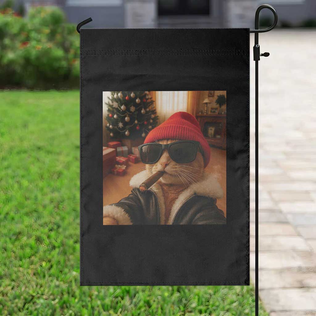 Funny Gangster Cats Christmas Garden Flag Smoking Kitten Meme - Wonder Print Shop