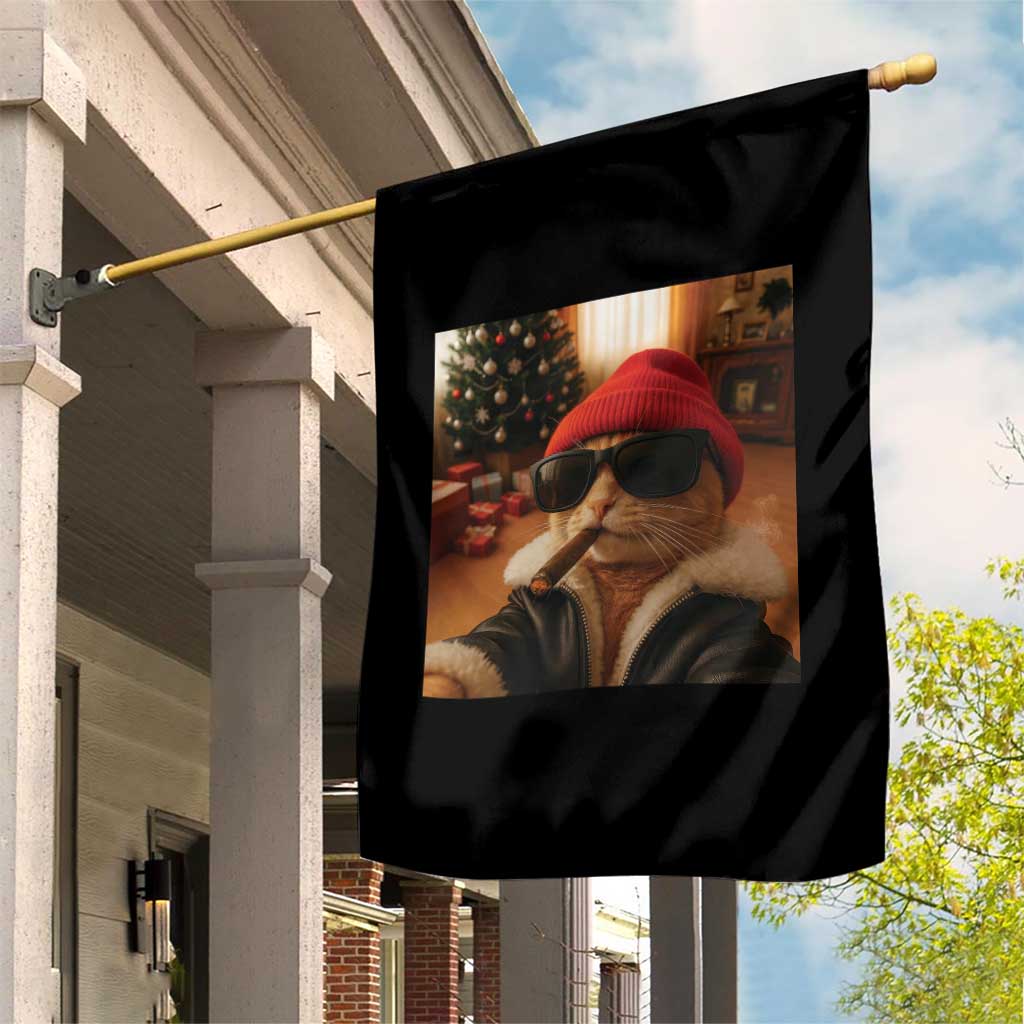 Funny Gangster Cats Christmas Garden Flag Smoking Kitten Meme - Wonder Print Shop