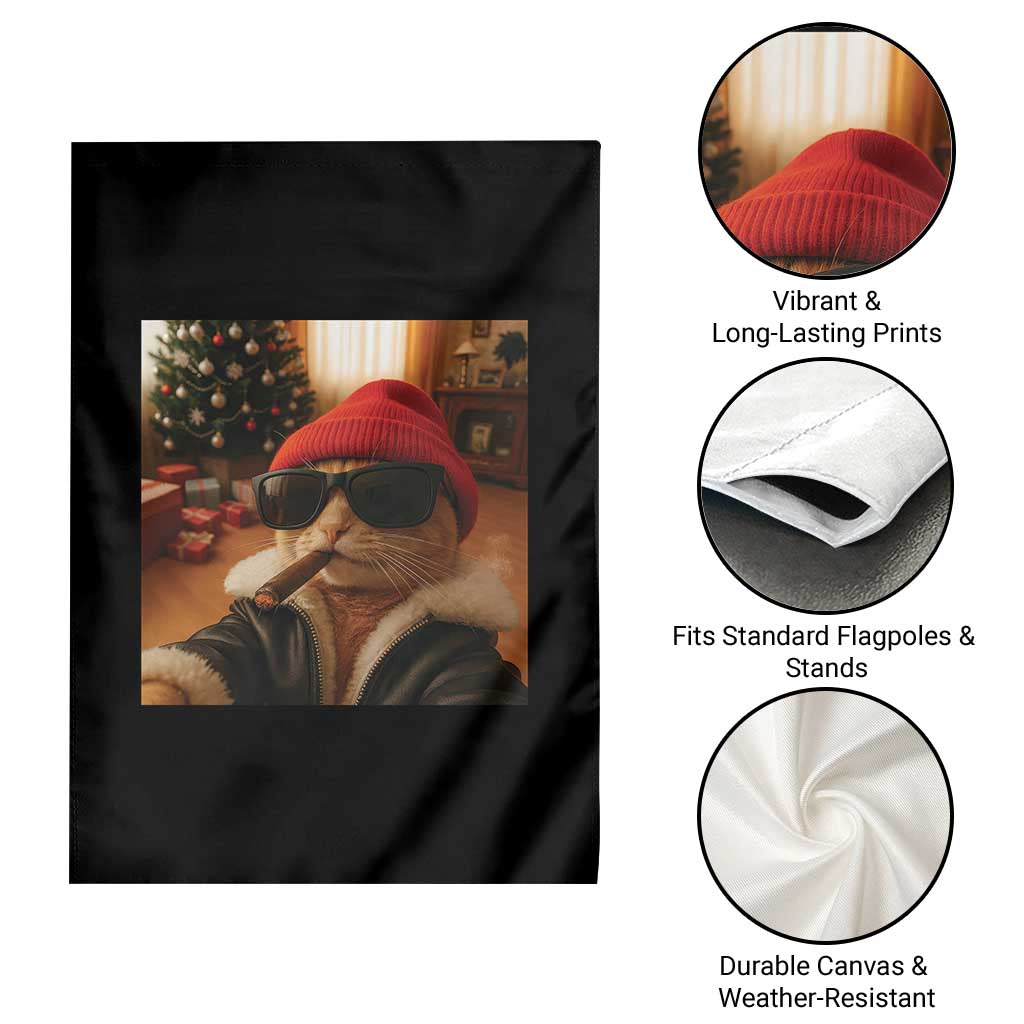Funny Gangster Cats Christmas Garden Flag Smoking Kitten Meme - Wonder Print Shop