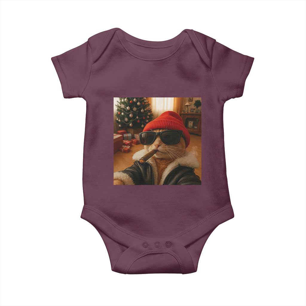 Funny Gangster Cats Christmas Baby Onesie Smoking Kitten Meme - Wonder Print Shop