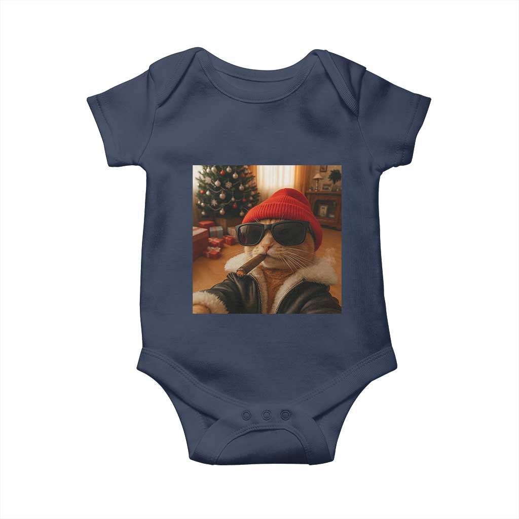 Funny Gangster Cats Christmas Baby Onesie Smoking Kitten Meme - Wonder Print Shop