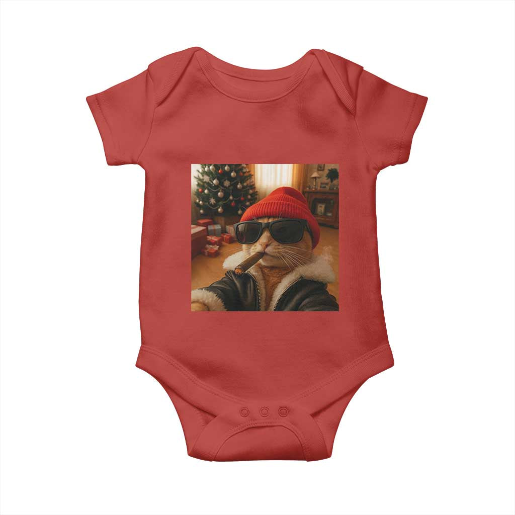 Funny Gangster Cats Christmas Baby Onesie Smoking Kitten Meme - Wonder Print Shop