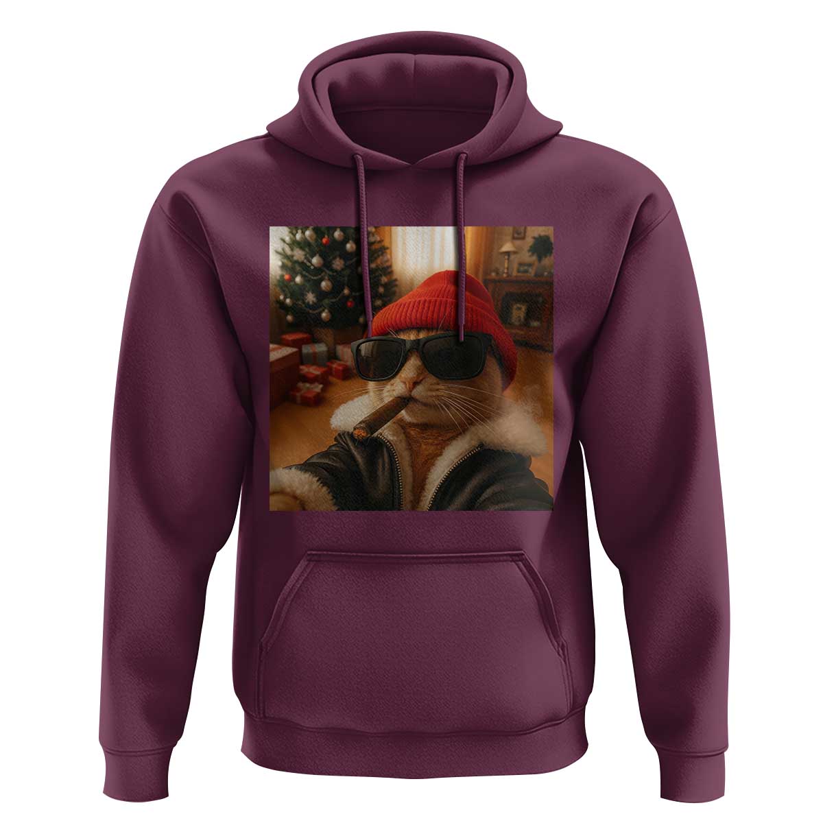 Funny Gangster Cats Christmas Hoodie Smoking Kitten Meme - Wonder Print Shop