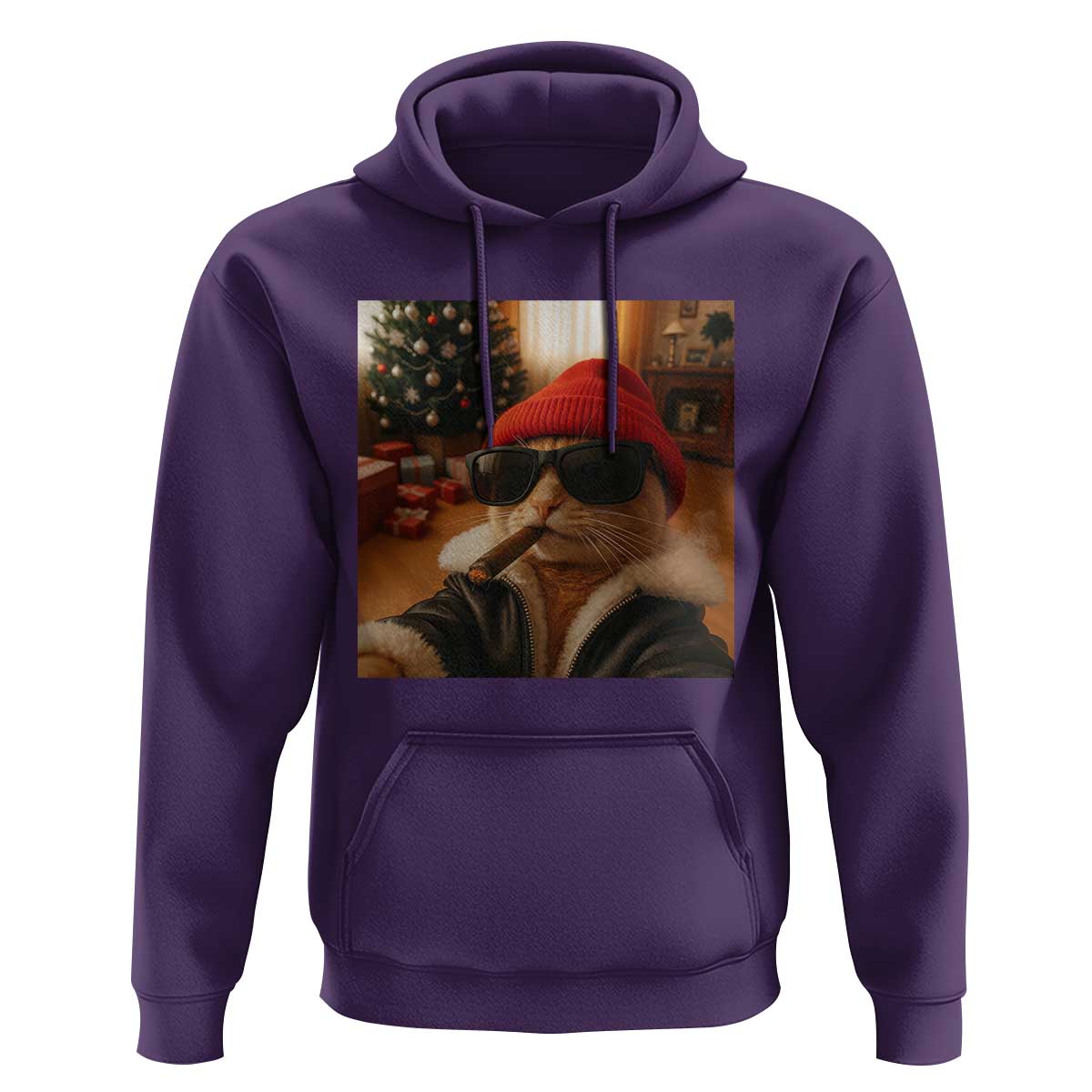 Funny Gangster Cats Christmas Hoodie Smoking Kitten Meme - Wonder Print Shop