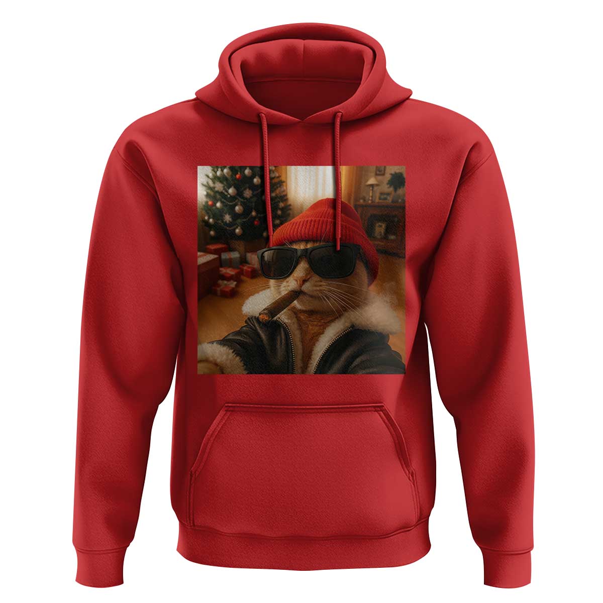 Funny Gangster Cats Christmas Hoodie Smoking Kitten Meme - Wonder Print Shop