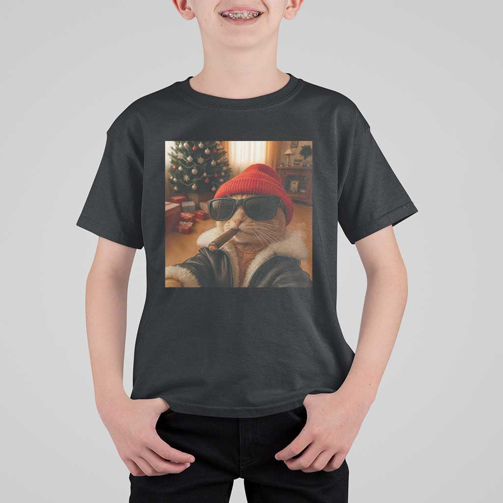 Funny Gangster Cats Christmas T Shirt For Kid Smoking Kitten Meme - Wonder Print Shop