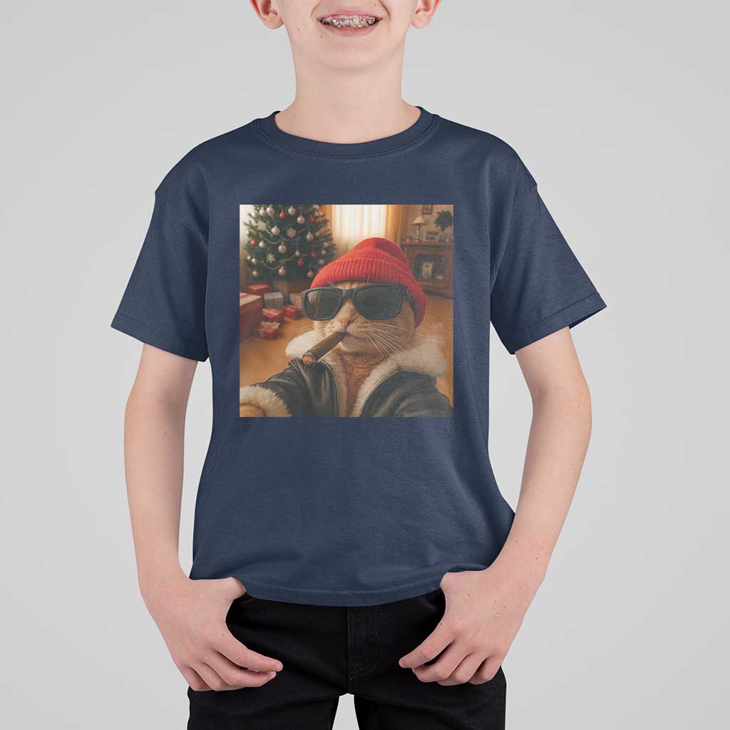 Funny Gangster Cats Christmas T Shirt For Kid Smoking Kitten Meme - Wonder Print Shop